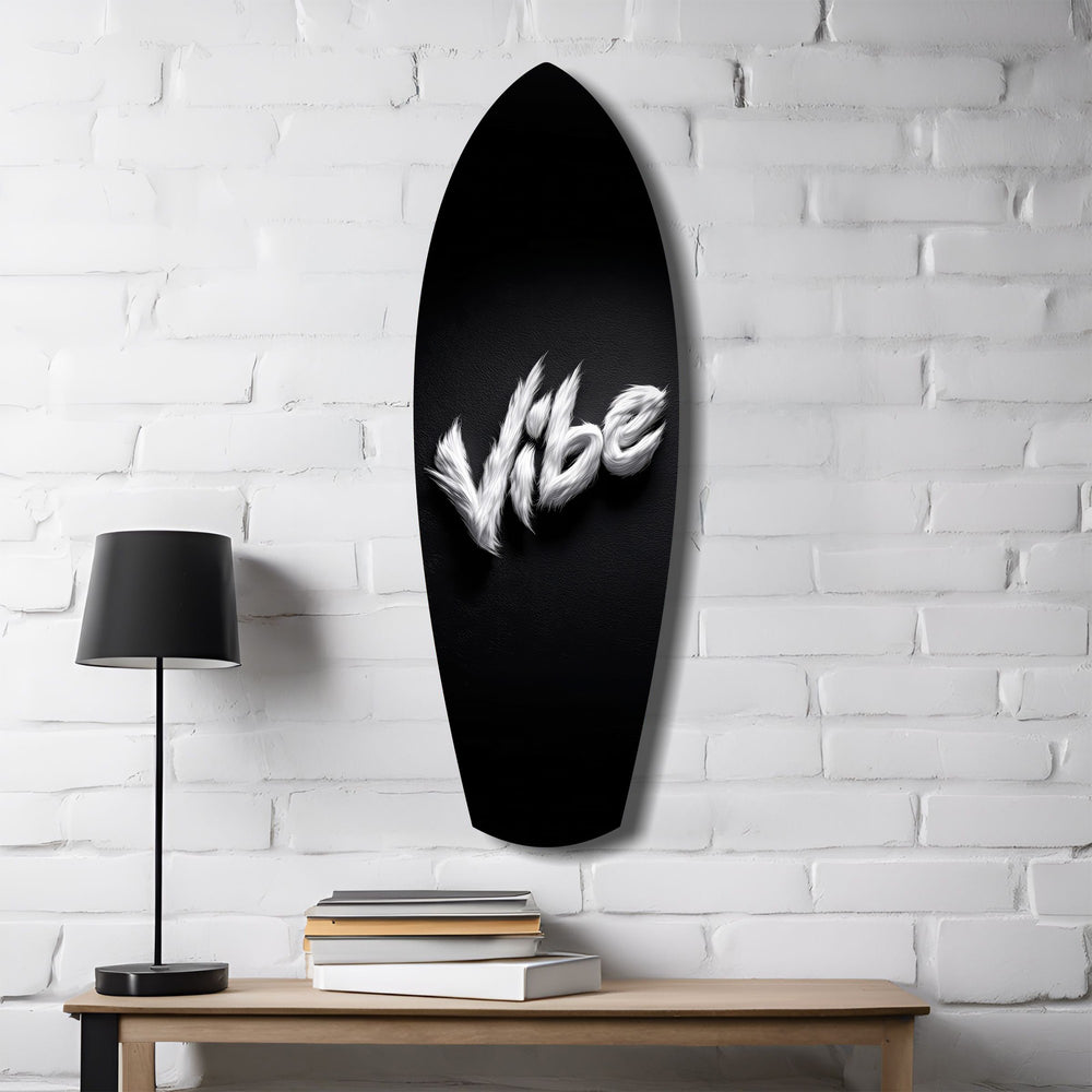 Vibe Feather Typography Minimal Glass Wall Art.