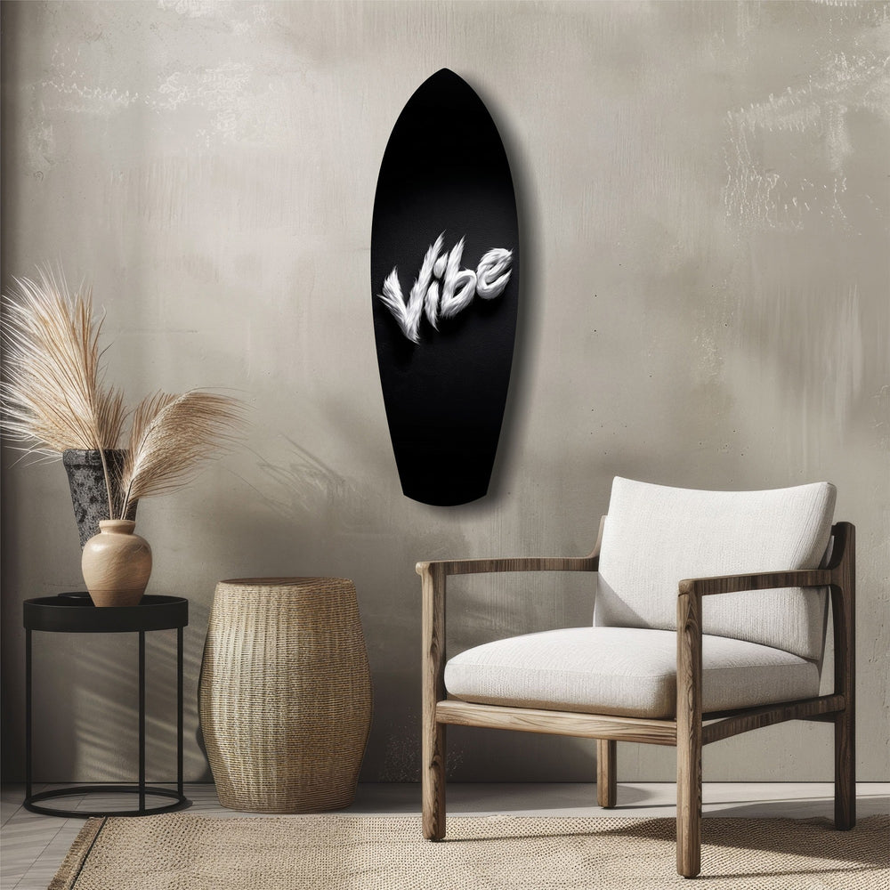 Vibe Feather Typography Minimal Glass Wall Art.