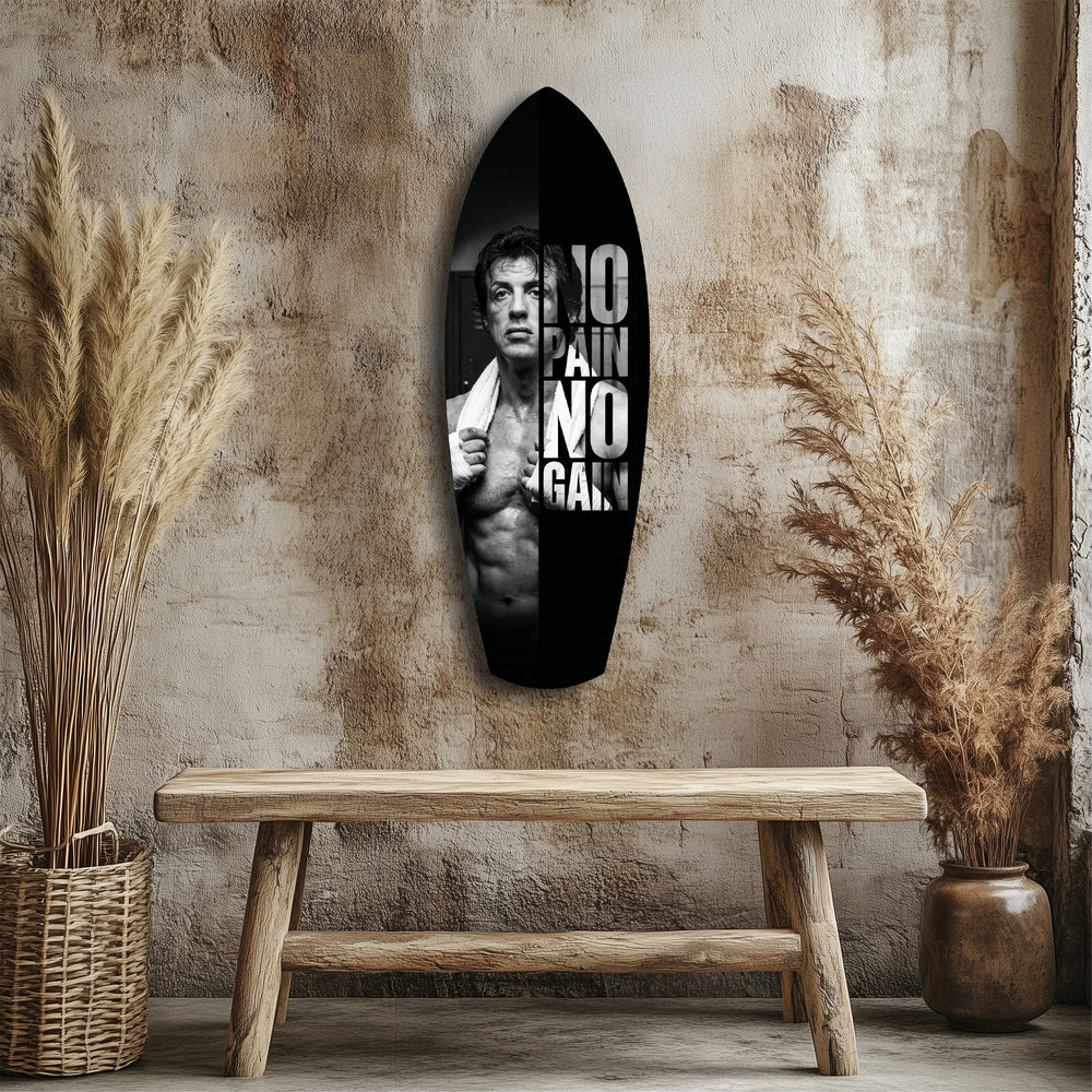 No Pain No Gain Boxer Motivational Glass Wall Art.