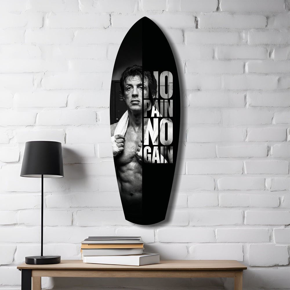 No Pain No Gain Boxer Motivational Glass Wall Art.
