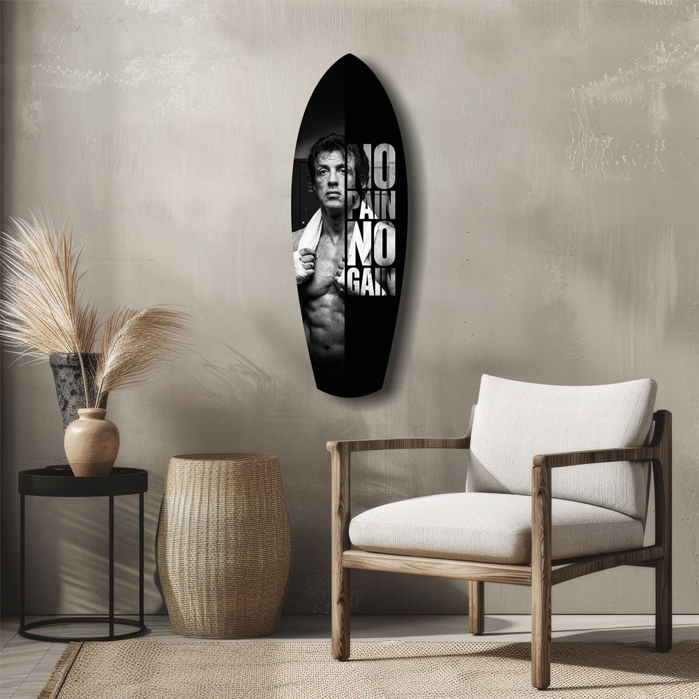 No Pain No Gain Boxer Motivational Glass Wall Art.