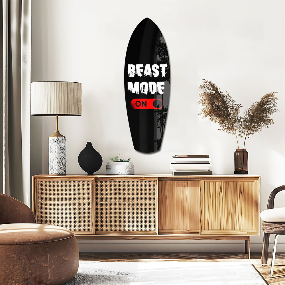 Beast Mode On Toggle Motivational Glass Wall Art.