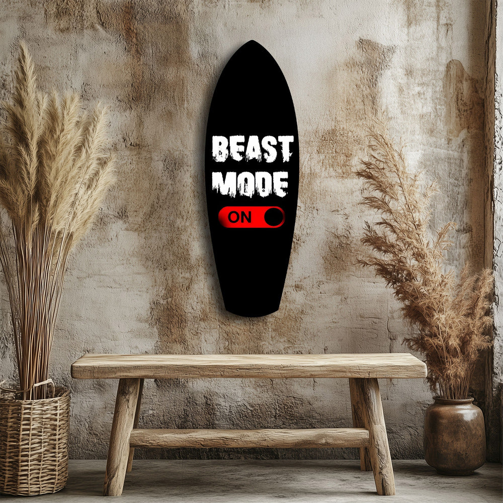 Beast Mode On Toggle Motivational Glass Wall Art.