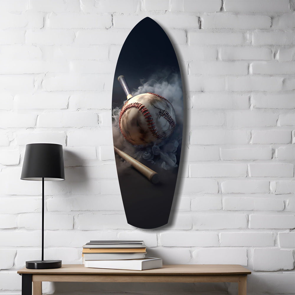 Vintage Baseball Bat Smoke Dramatic Glass Wall Art.