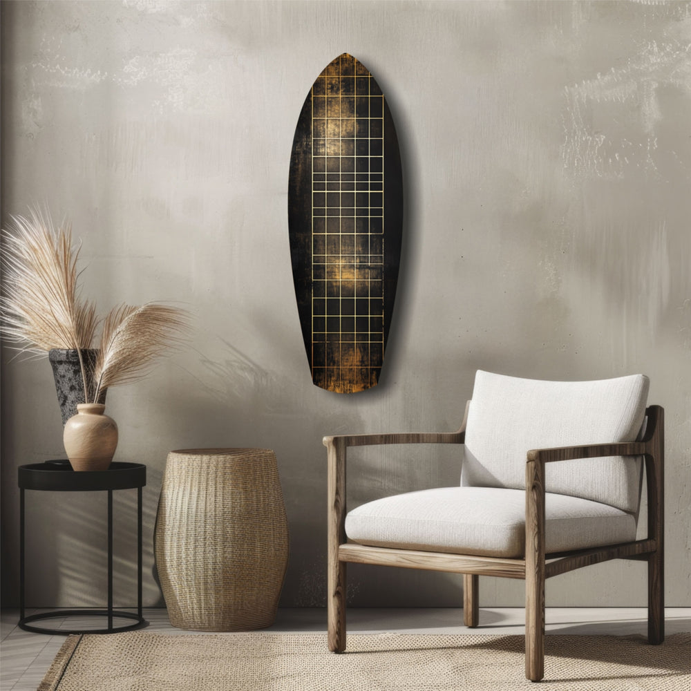 Golden Surf Reflection Glass Wall Art.