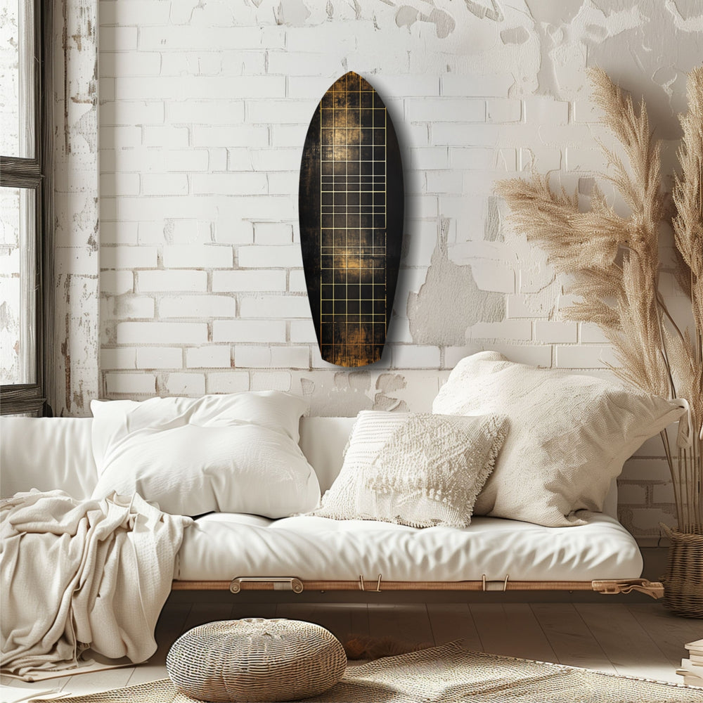 Golden Surf Reflection Glass Wall Art.