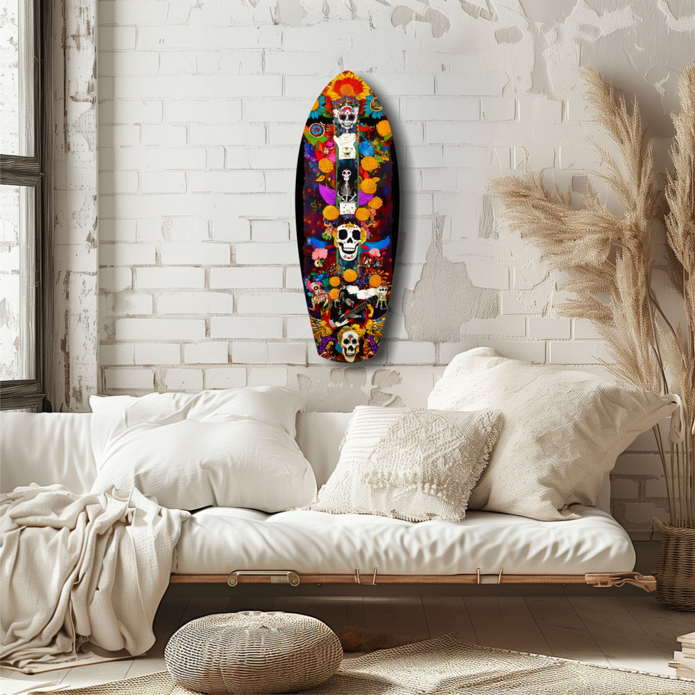 Colorful Skulls Glass Wall Art.