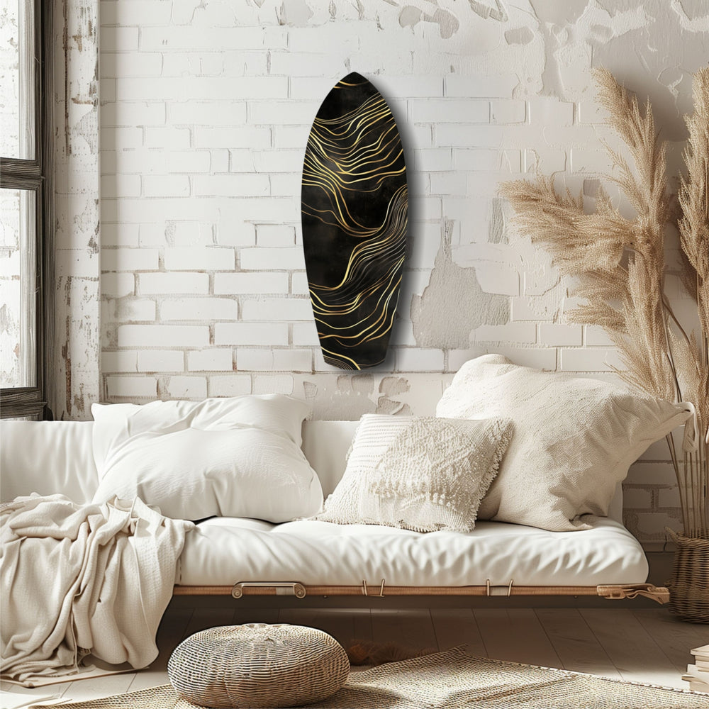 Golden Waves Glass Wall Art.