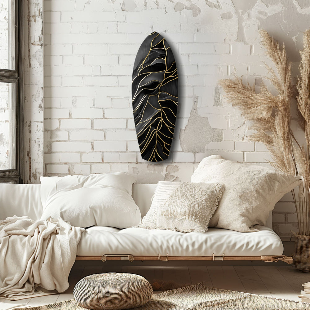 Golden Waves Glass Wall Art.