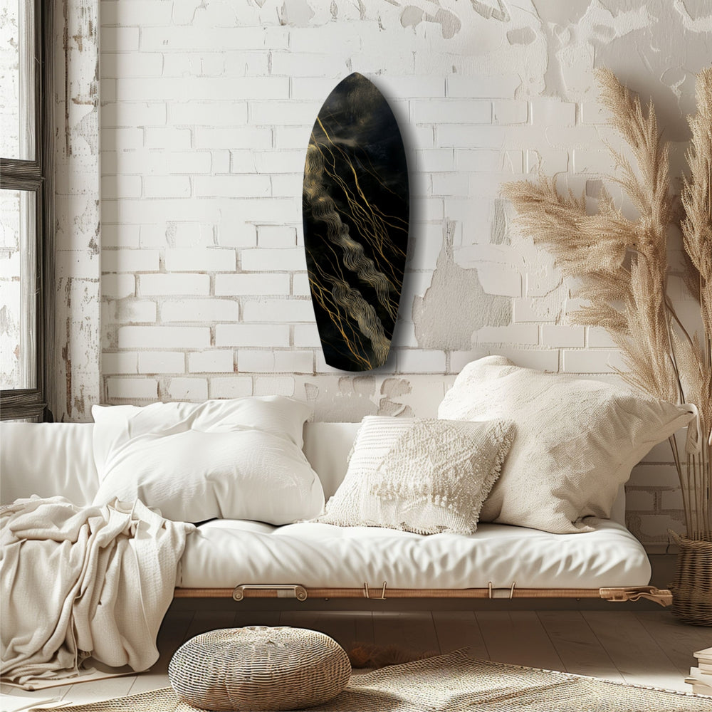 Golden Waves Glass Wall Art.