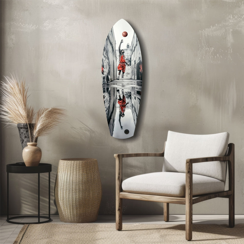 Street Basketball Glass Wall Art.