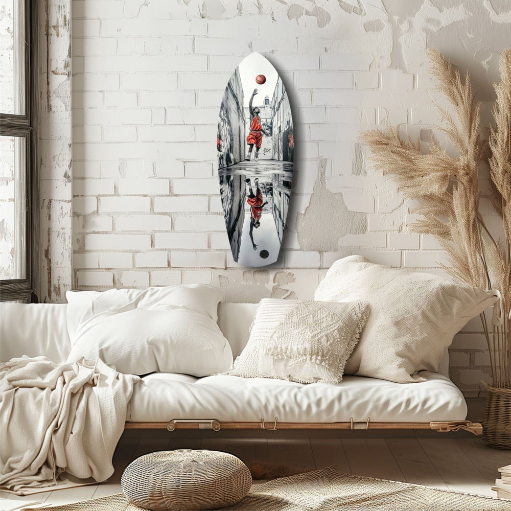 Street Basketball Glass Wall Art.