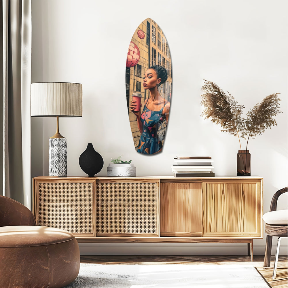 Modern City Life Glass Wall Art.