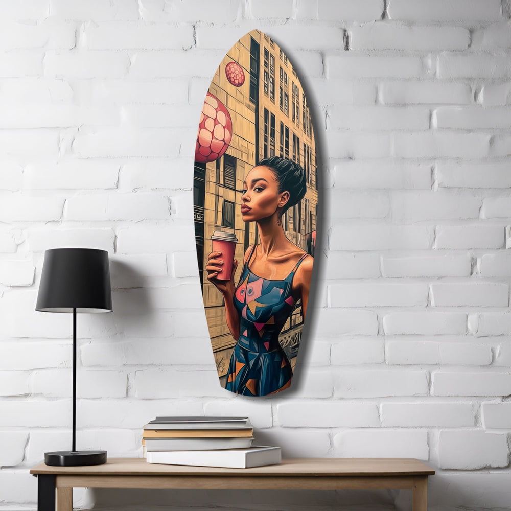 Modern City Life Glass Wall Art.