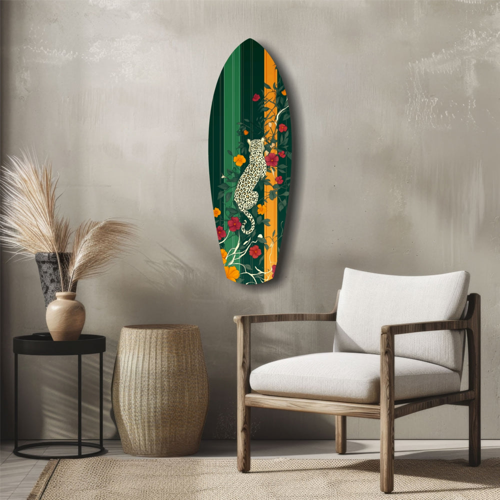 Tiger in the Jungle Glass Wall Art.
