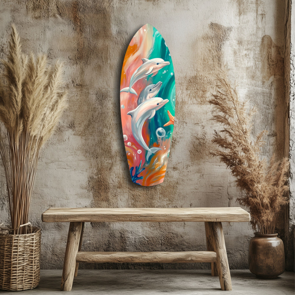 Dolphin Family Glass Wall Art.