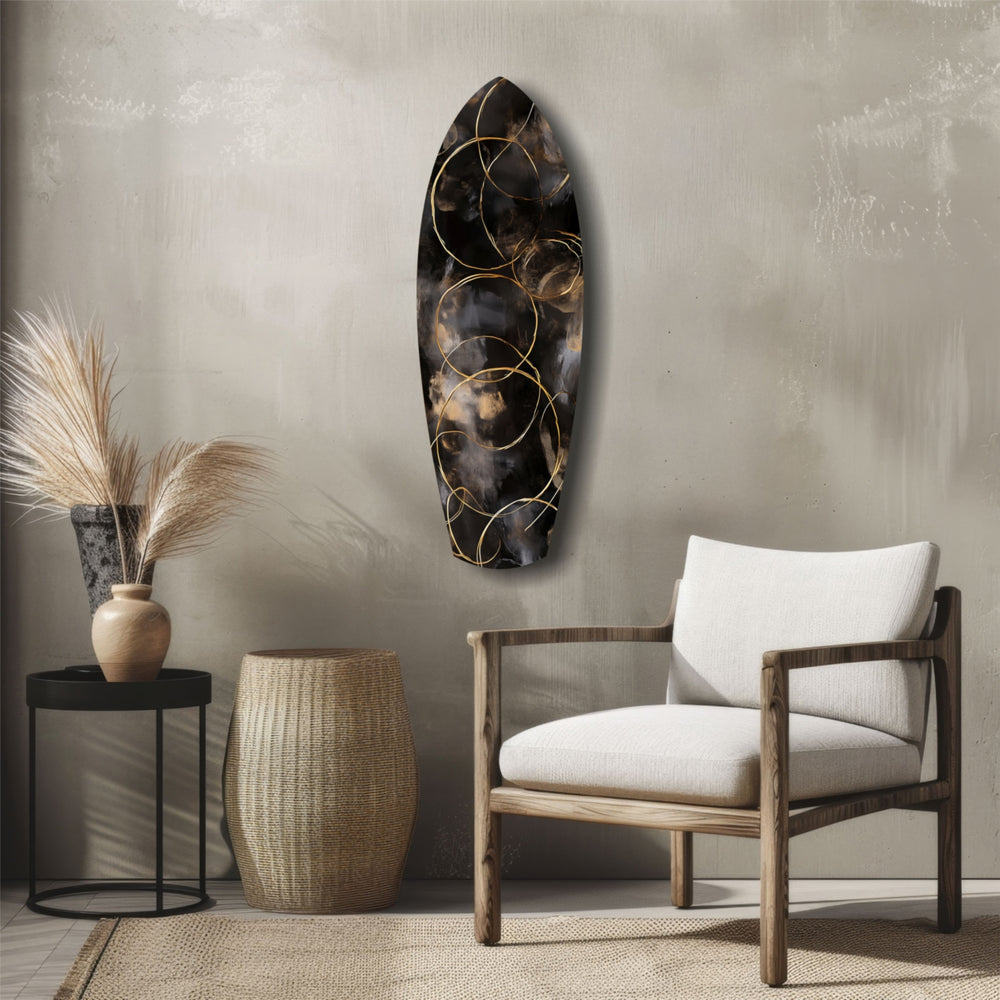 Golden Circles Glass Wall Art.