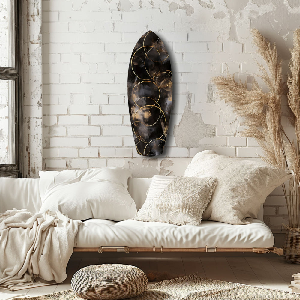 Golden Circles Glass Wall Art.