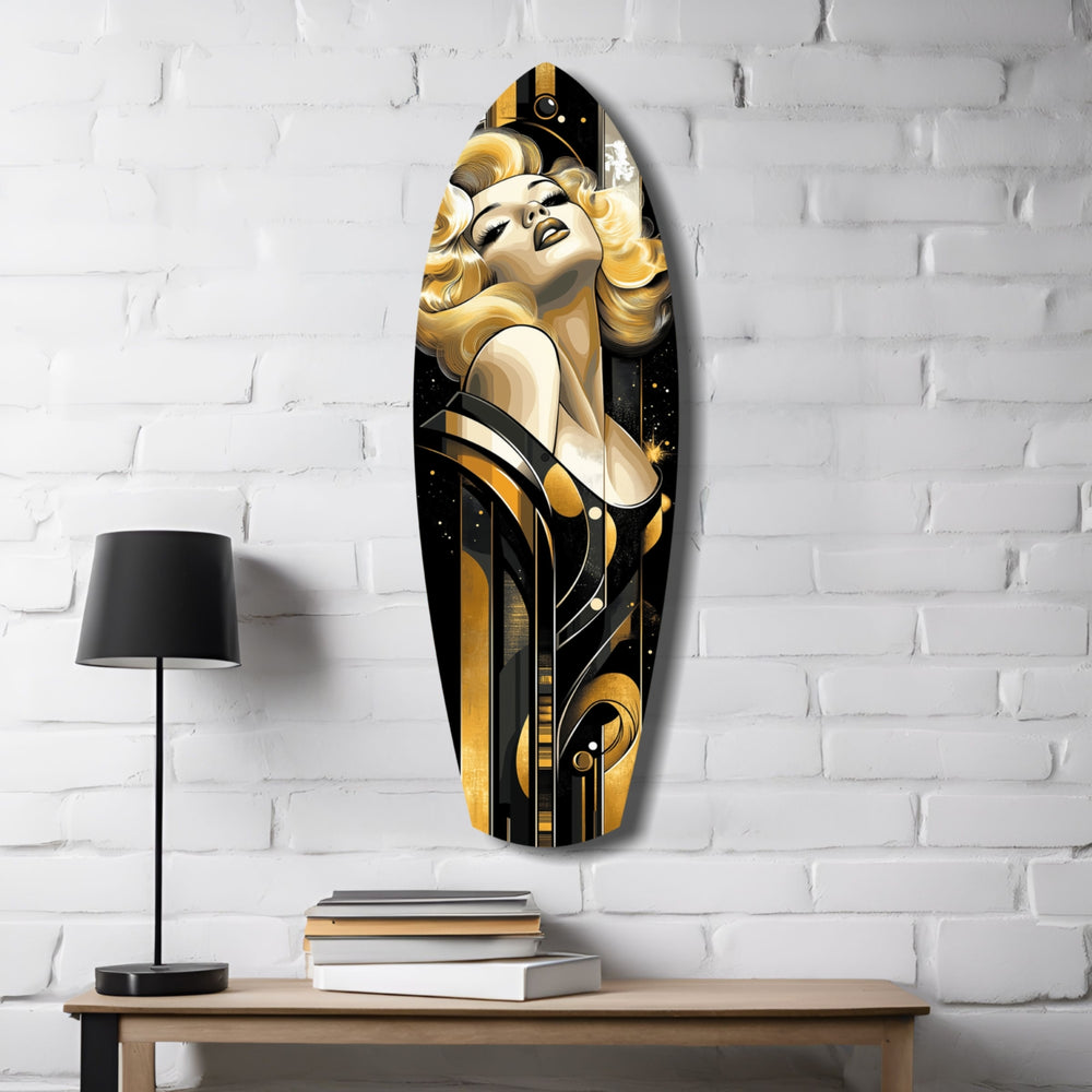 Golden Blonde Bombshell Glass Wall Art