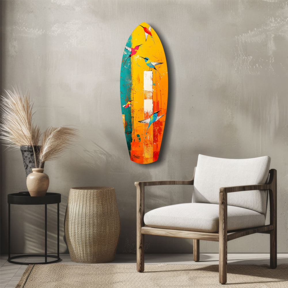 Birds in Colors Glass Wall Art.