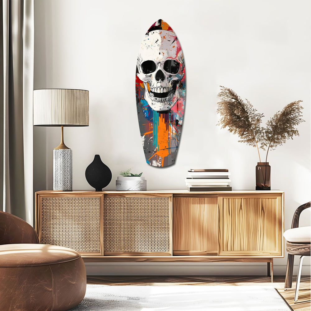 Skull in the Street Art Glass Wall Art.