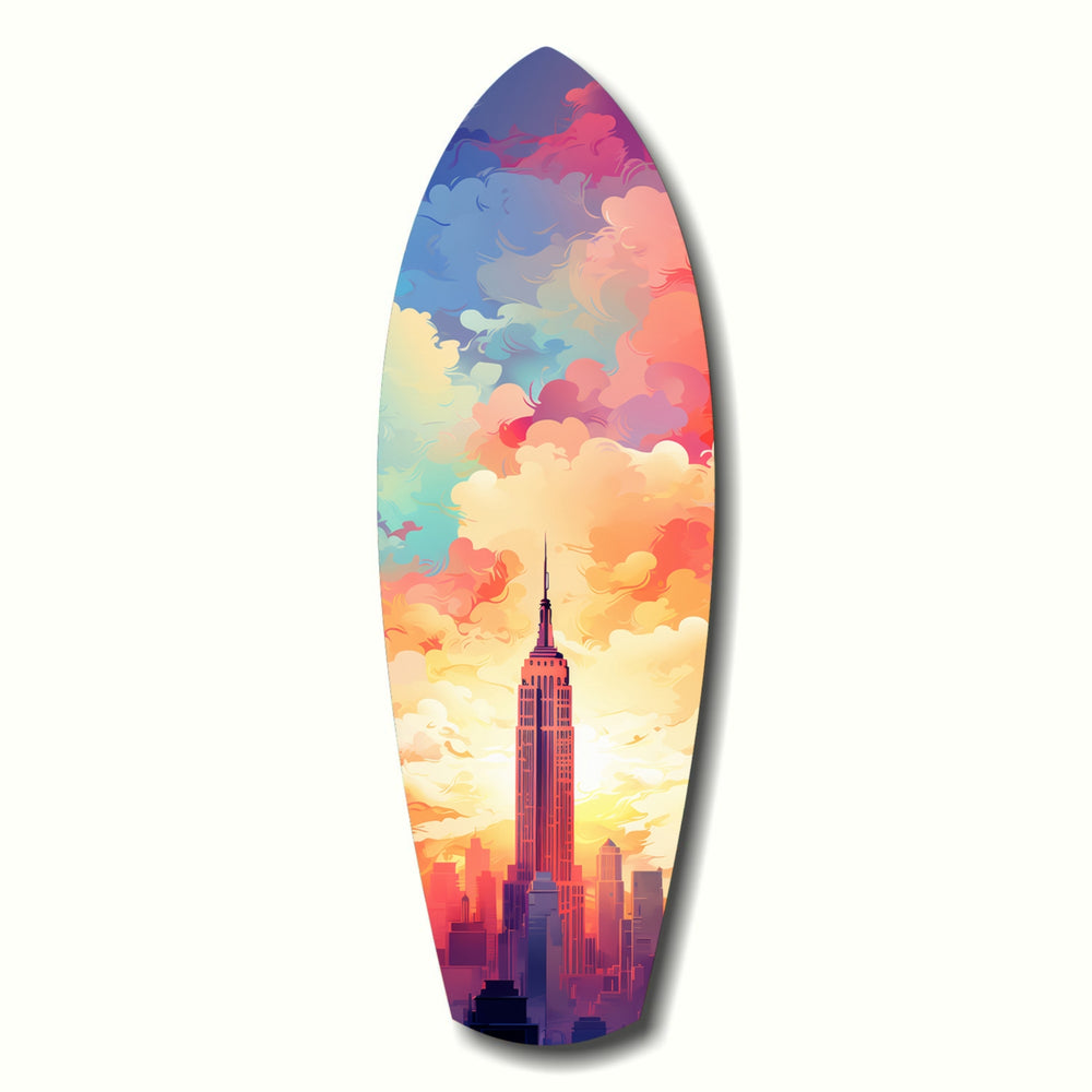 Golden Skyline Glass Wall Art.
