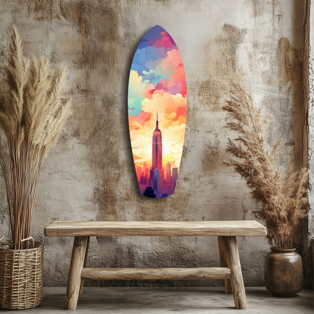 Golden Skyline Glass Wall Art.