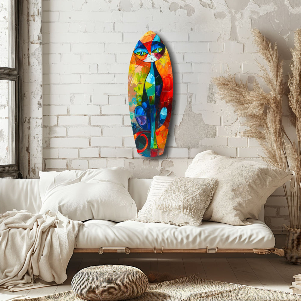 Cubic Cat Glass Wall Art.