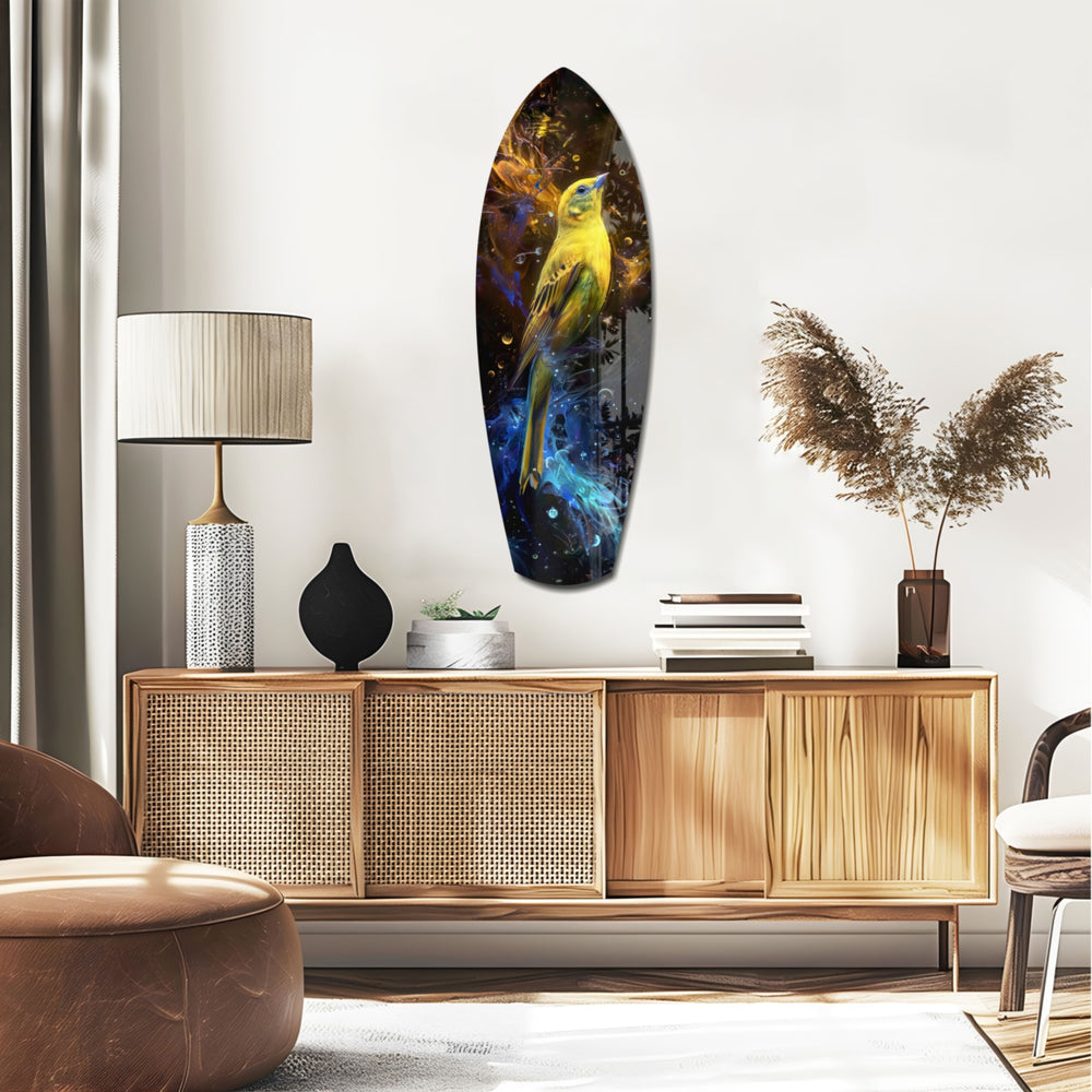 Yellow Bird Glass Wall Art.