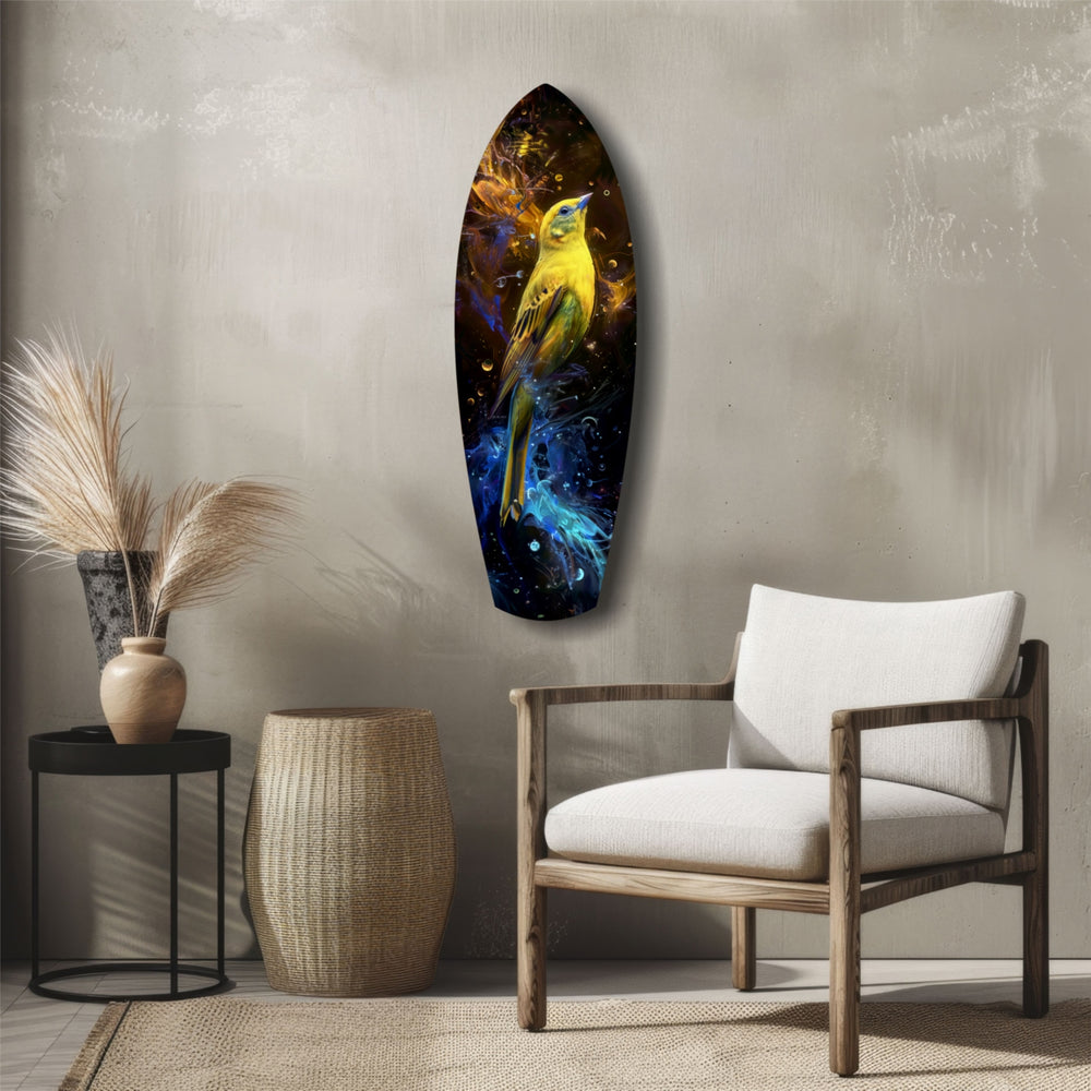 Yellow Bird Glass Wall Art.