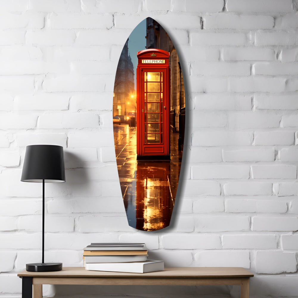 London Phone Booth Glass Wall Art.