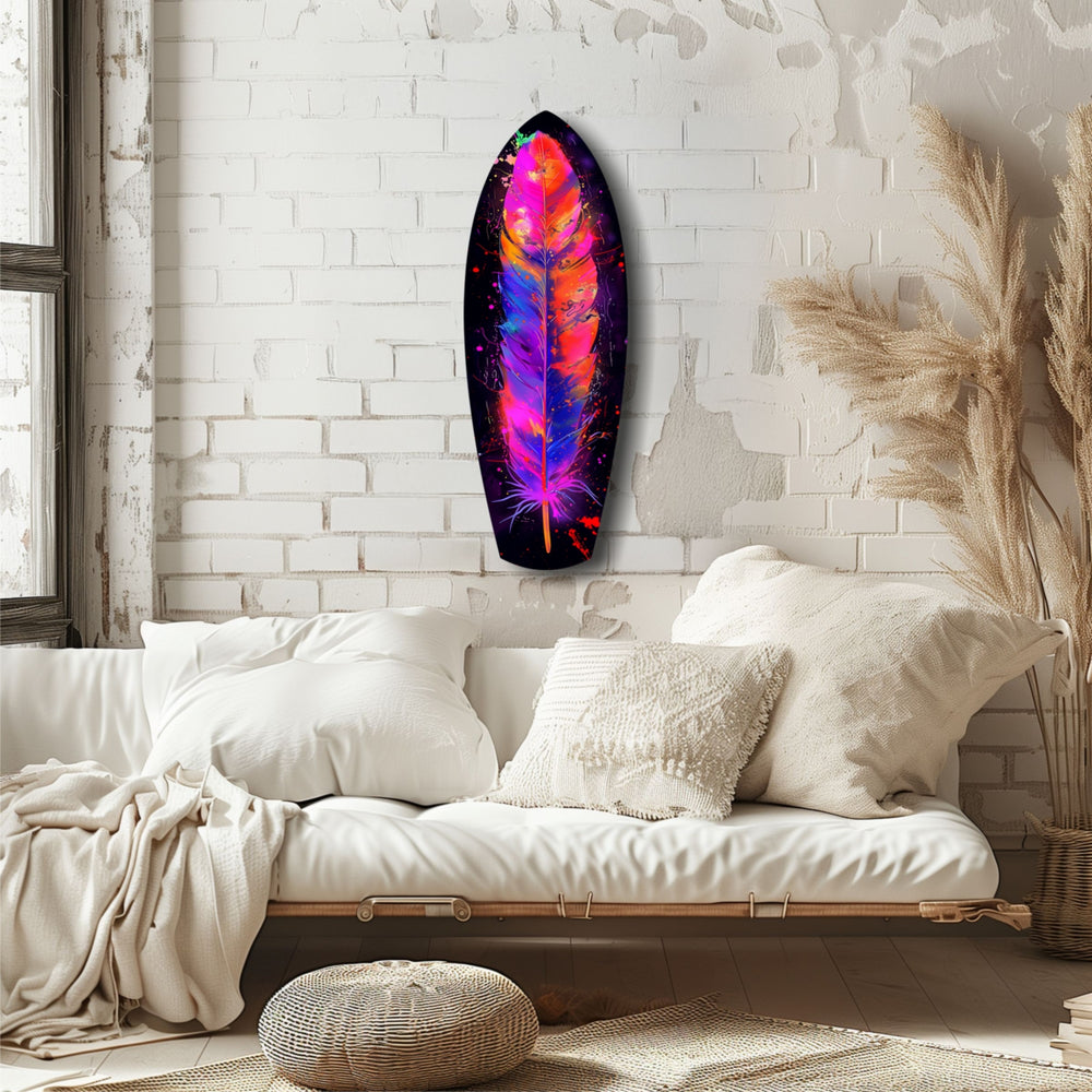 Colorful Feather Glass Wall Art.