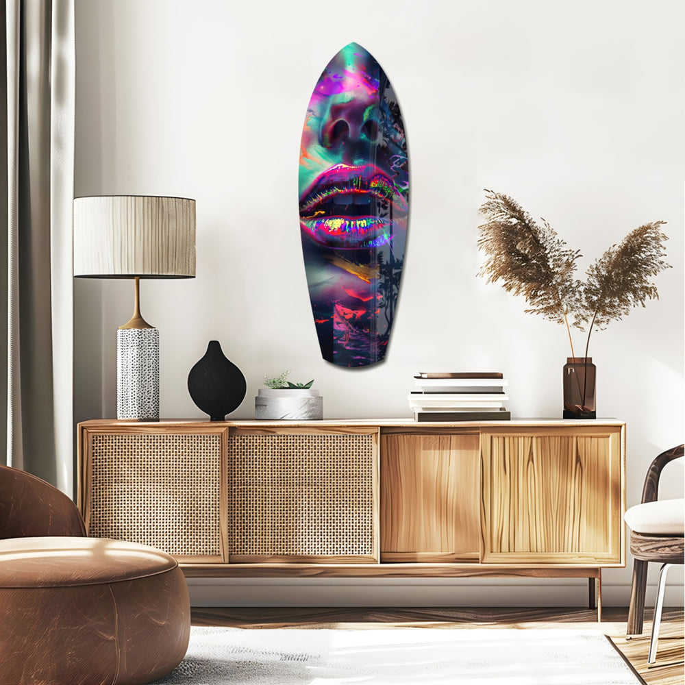 Colorful Lips V1 Glass Wall Art.