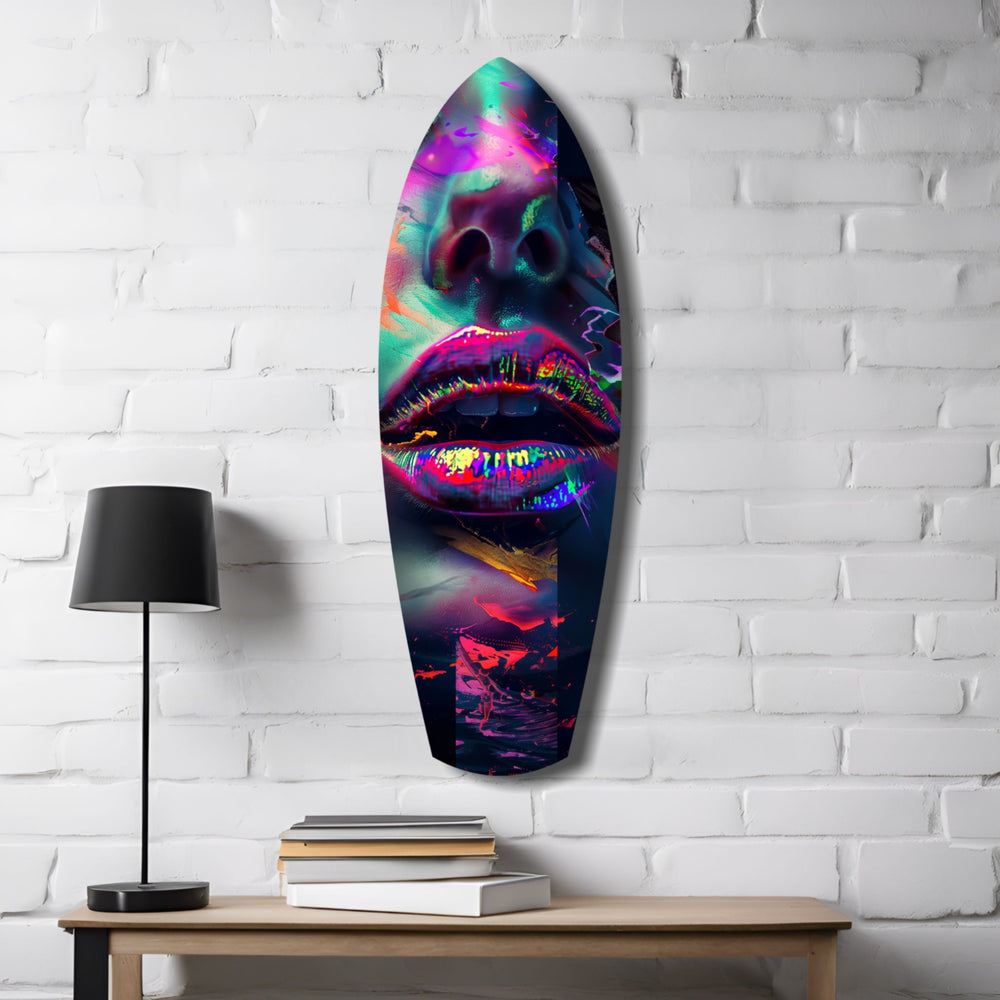 Colorful Lips V1 Glass Wall Art.