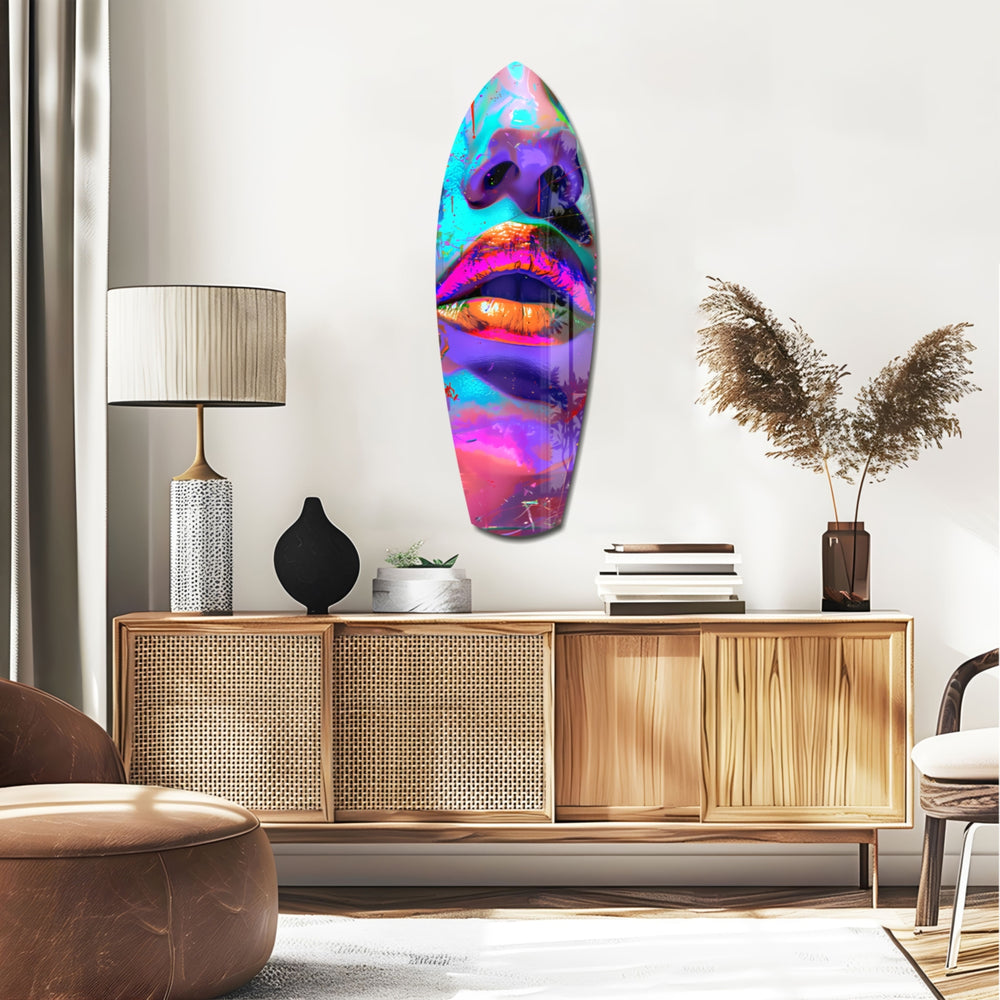 Colorful Lips V14 Glass Wall Art.