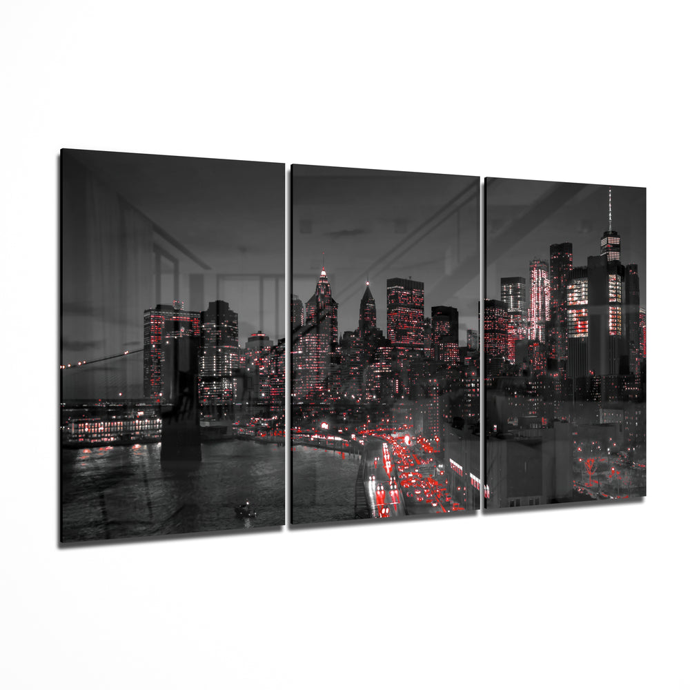 City at Night Mega Glass Wall Art.