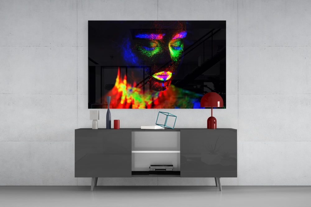 Female Portrait 33 panel catching low light to reveal its electric drips