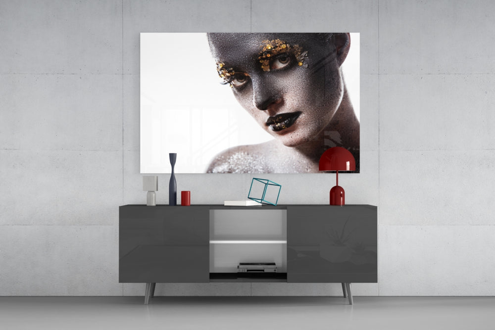 Female Portrait 34 panel catching warm light to reveal its silver shimmer