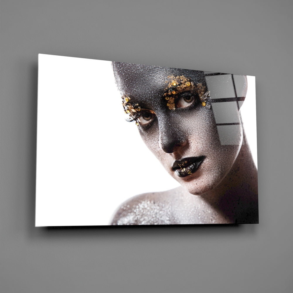 Silver-dust portrait bringing luxe poise to a contemporary living space