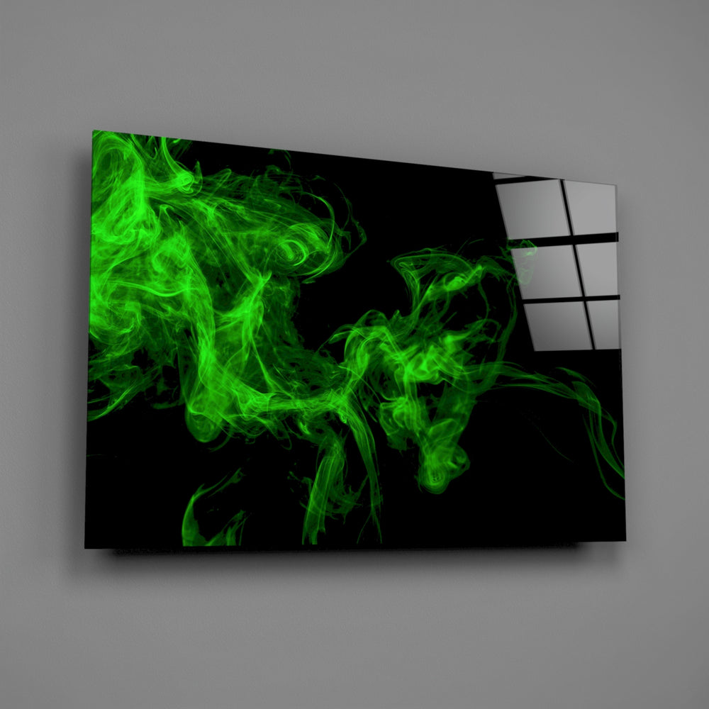 Acid-green smoke panel bringing electric drama to a contemporary living space