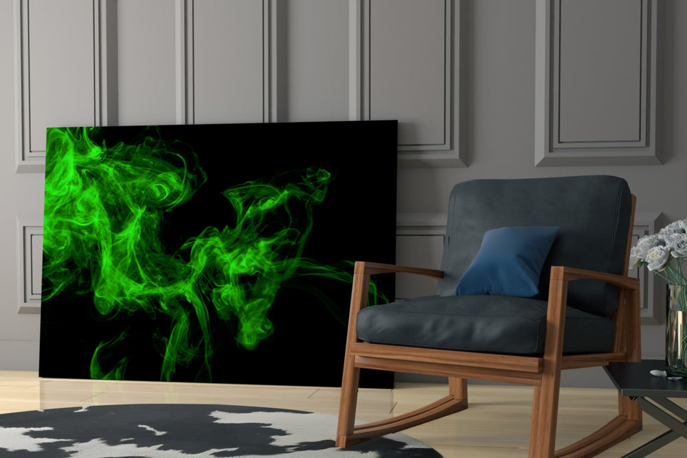 Green Smoke glass print enhancing a hallway with statement gesture