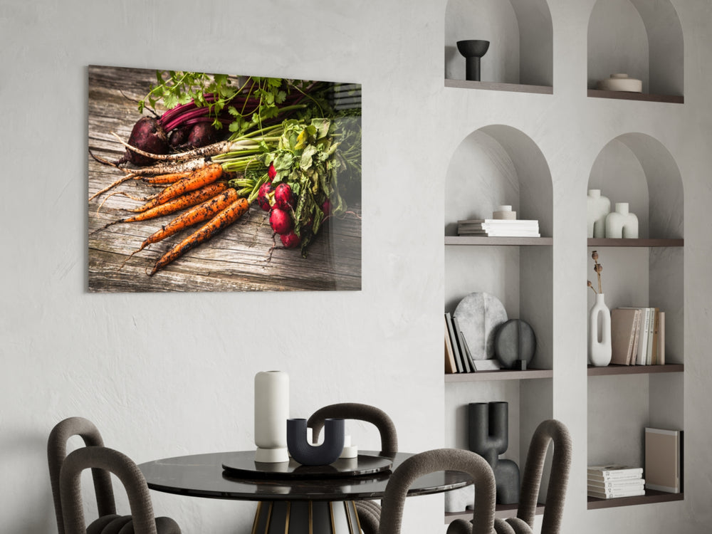 Carrot and Radish panel adding rustic warmth to a dining area