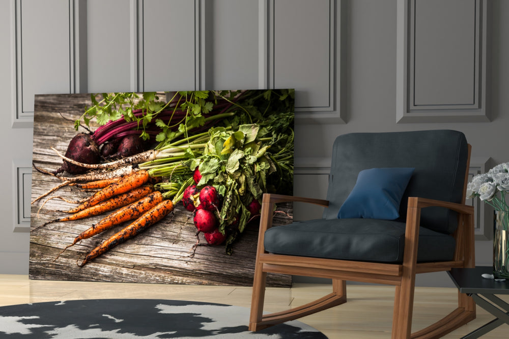 Carrot and Radish glass print enhancing a pantry with culinary energy