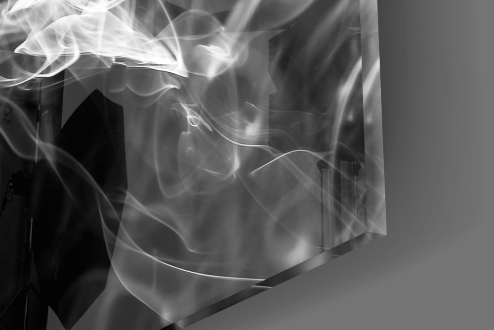 White Smoke artwork anchoring a lounge with minimalist palette