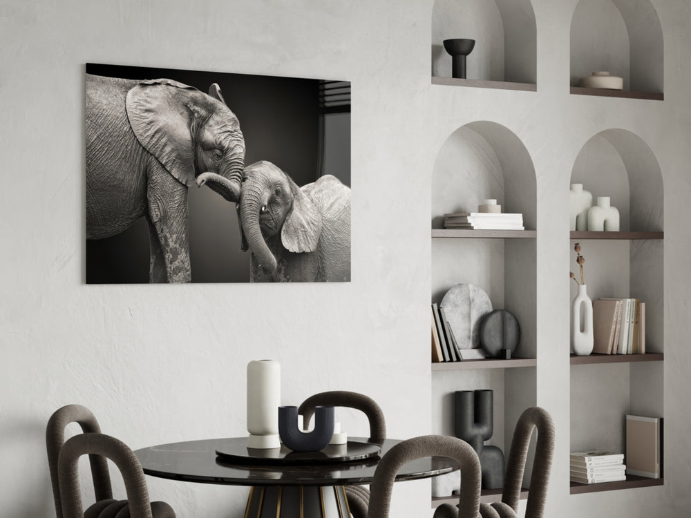 Elephants panel adding gentle wildlife to a family room