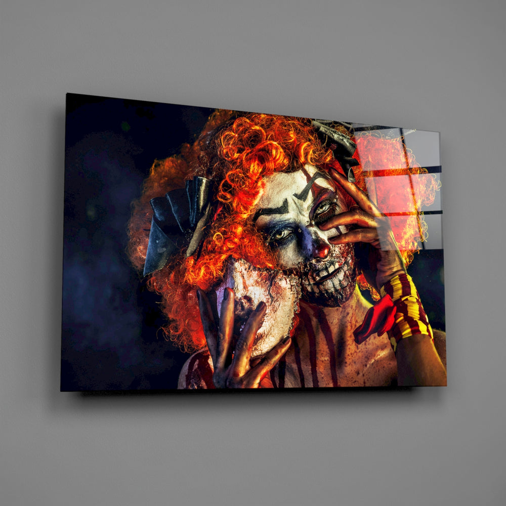 Sinister clown portrait bringing horror drama to a contemporary living space
