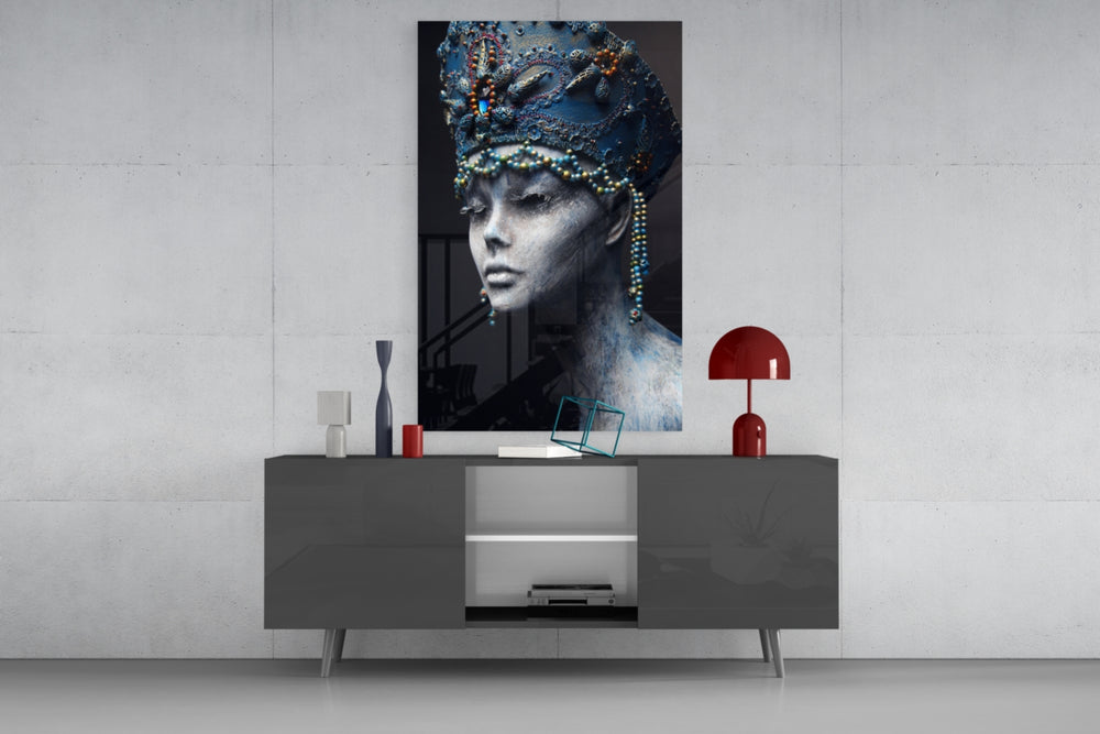Woman Portrait 38 panel catching side light to reveal its jewel relief