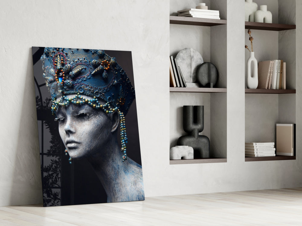 Woman Portrait 38 glass print enhancing a library with baroque palette