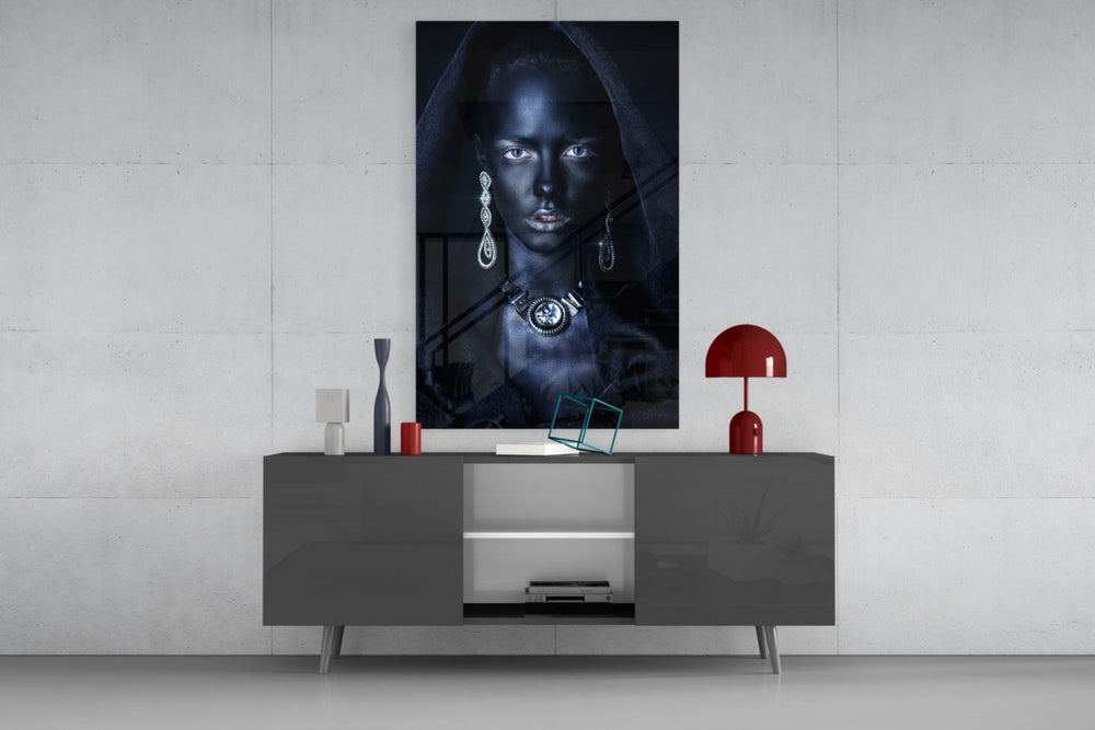 Woman Portrait 40 panel catching low light to reveal its crystal sparkle