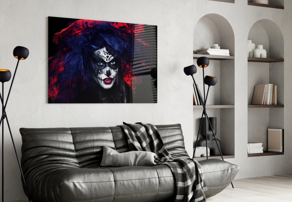 Woman Portrait 41 glass wall art styled in a creative studio